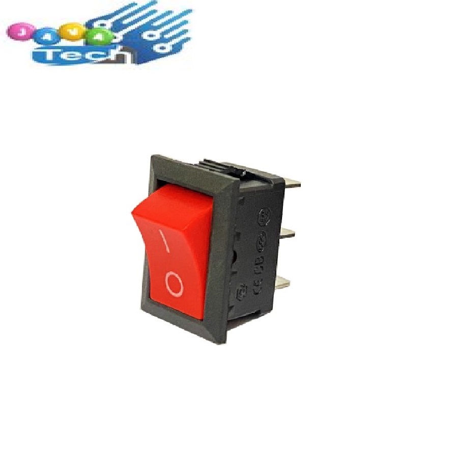 Saklar Power Rocker SPDT KCD11 Merah Hitam 10x15mm