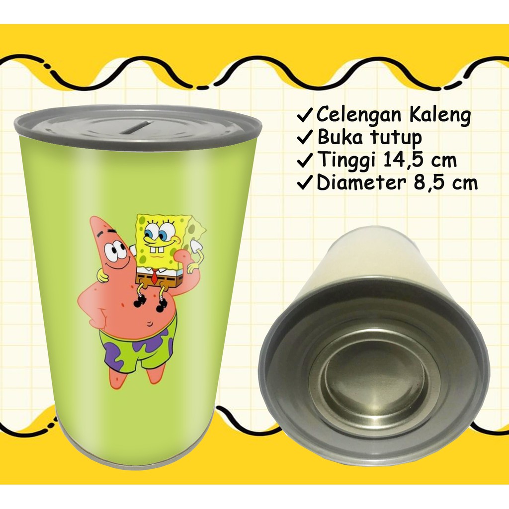 Celengan Kaleng Karakter Spongbob / Celengan Spongebob / Celengan Anak Kartun Spongebob MURAH UNIK-Spongebob - 03