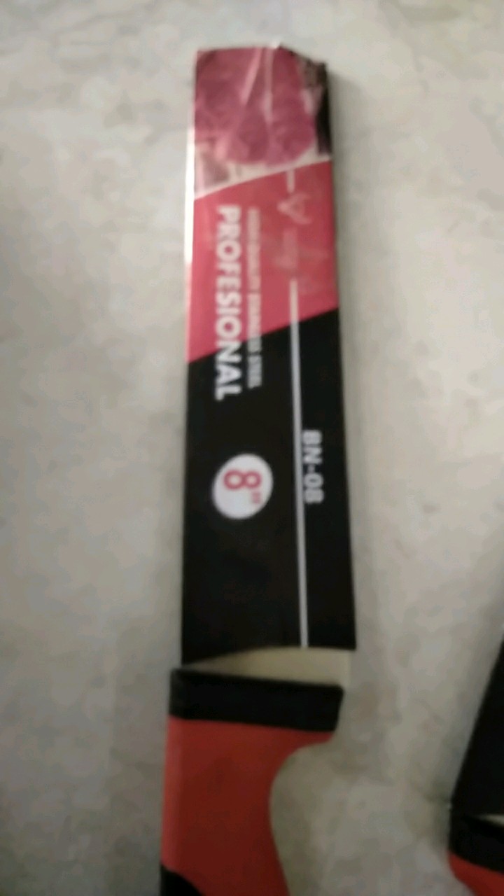 Knife Pisau Dapur Bahan Stainless Handle Karet Perpaduan Warna Merah Hitam