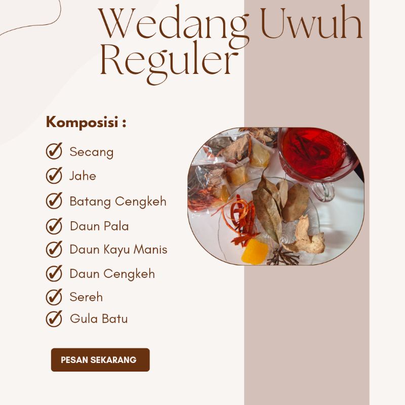 

Wedang Uwuh Reguler (isI 5 dan 10 pcs), Minuman Tradisional, Herbal