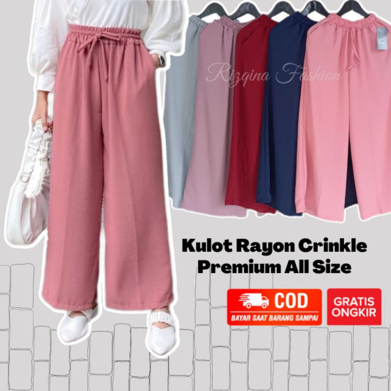 Celana Kulot Crinkle Airflow Premium High Waist