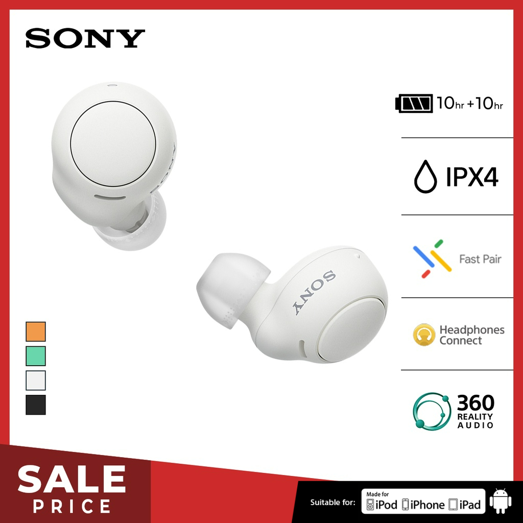 Sony WF-C500 Truly Wireless Handsfree - White Original TWS Earphone Headset Bluetooth Wireless Earbuds
