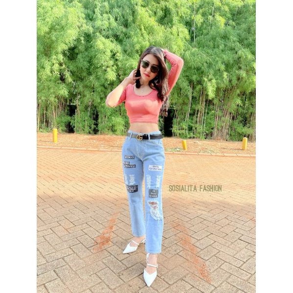 Jeans Boyfrend Wanita Terbaru Masakini / Boyfrend Sablon Keren Kekinian / Boyfren wanita Masakini Super Keren