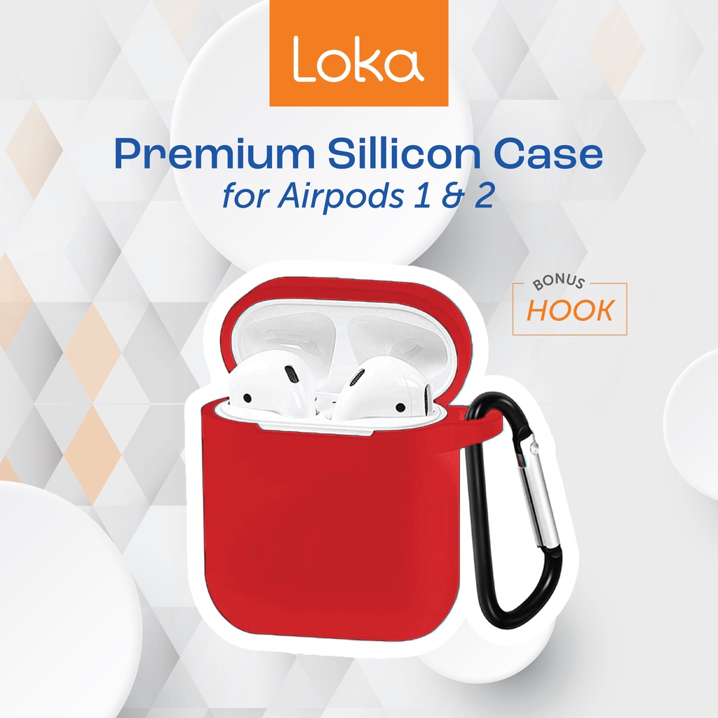 Case Airpods Gen 2 Silicone Full Cover Casing Silikon Airpods 1 2 with Hook Softcase dengan Carabiner Loka-2
