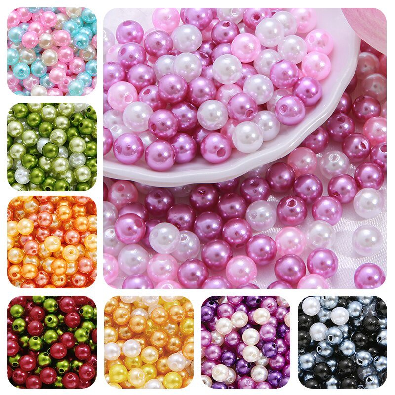 ABS Imitation Pearl Bead 8MM 100Pcs Round Plastic Acrylic Spacer Bead for DIY Jewelry Making Findings