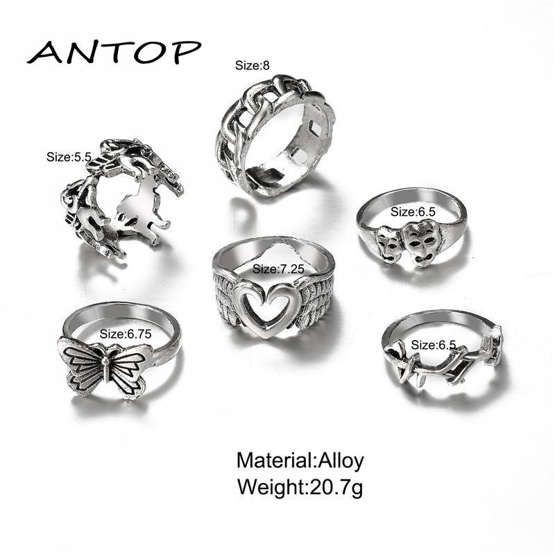 Cincin Cinta Tali Perak Titanium Tahan Karat Korea Setel Retro Hip Hop Ring ANTOP