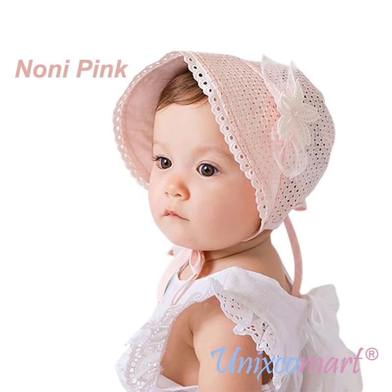 Topi Anak Bayi Noni Perempuan Bonnet Hat-Noni Pink
