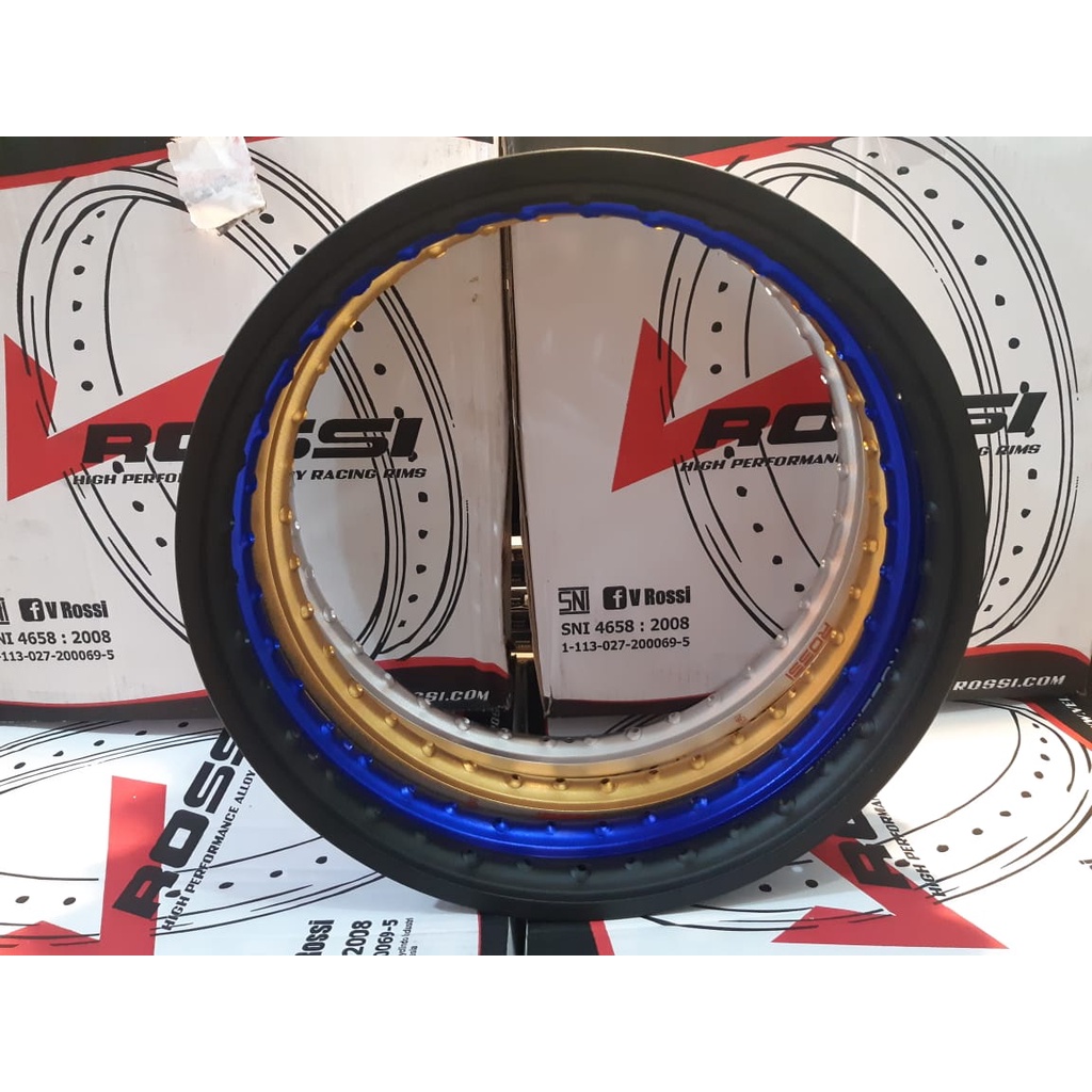 [ 1 PCS ] VELG / ALLOY RIM V ROSSI 140 RING 17 KULIT JERUK / SANDBRUSH SILVER/BLACK/GOLD/BLUE