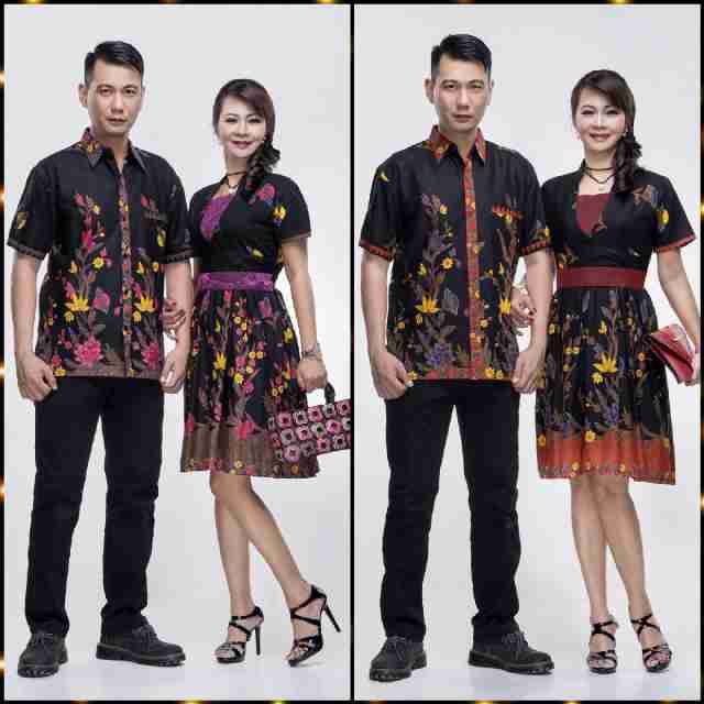 Aneka Batik Couple Batik Dress Tasya Hitam / sarimbit batik / ootd kondangan / batik solo murah