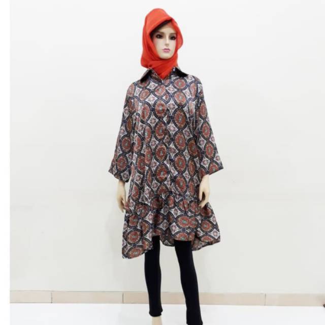 MURAH SALE  Tunik kemeja cantik motif branded mewah kancing depan