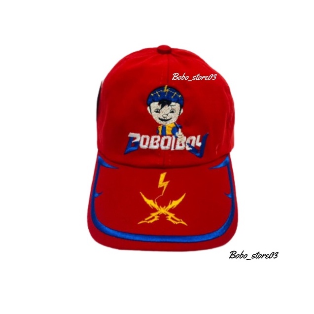 Bobo_store03 Topi Baseball Anak laki laki perempuan Karakter Superhero spiderman Tayo Boboboy hellokitty lol Usia 2 Sampai 8 Tahun Kualitas Terbaik-boboboy  merah