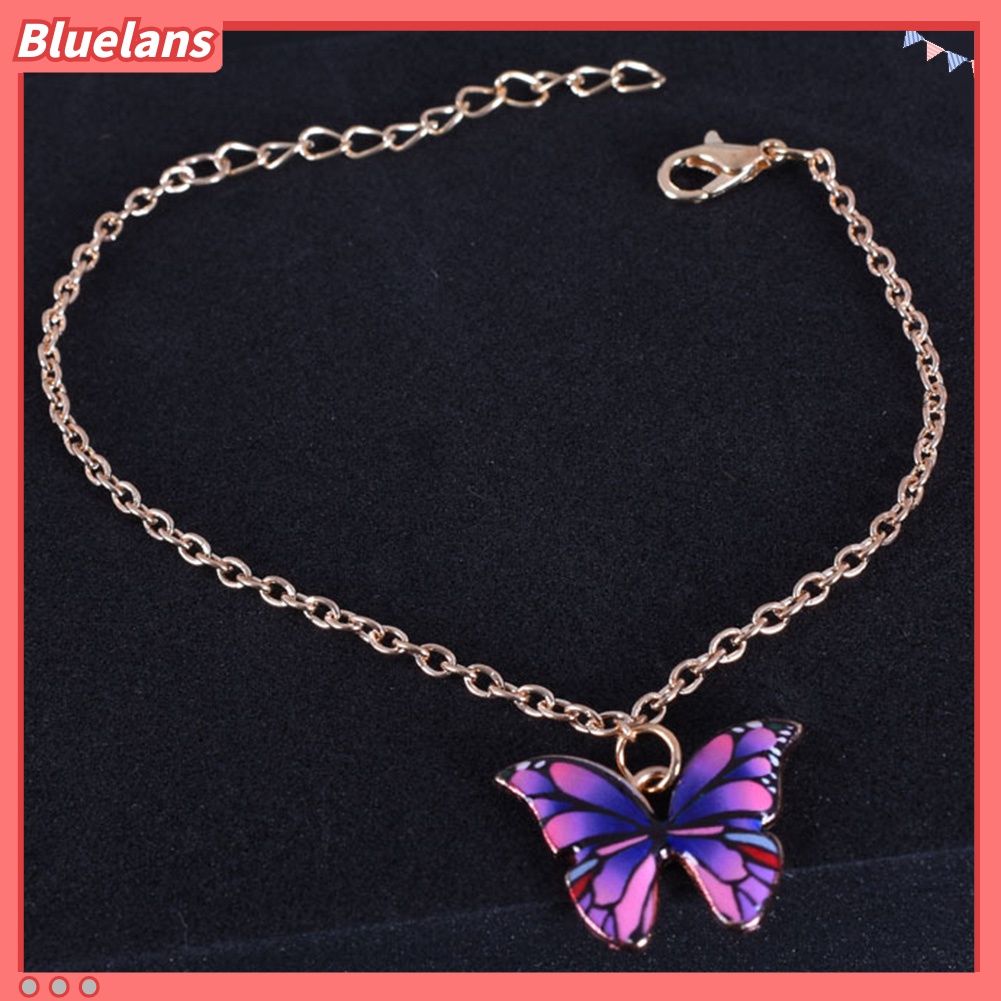 Gelang Kaki Liontin Butterfly Warna-Warni Bahan Alloy Untuk Wanita