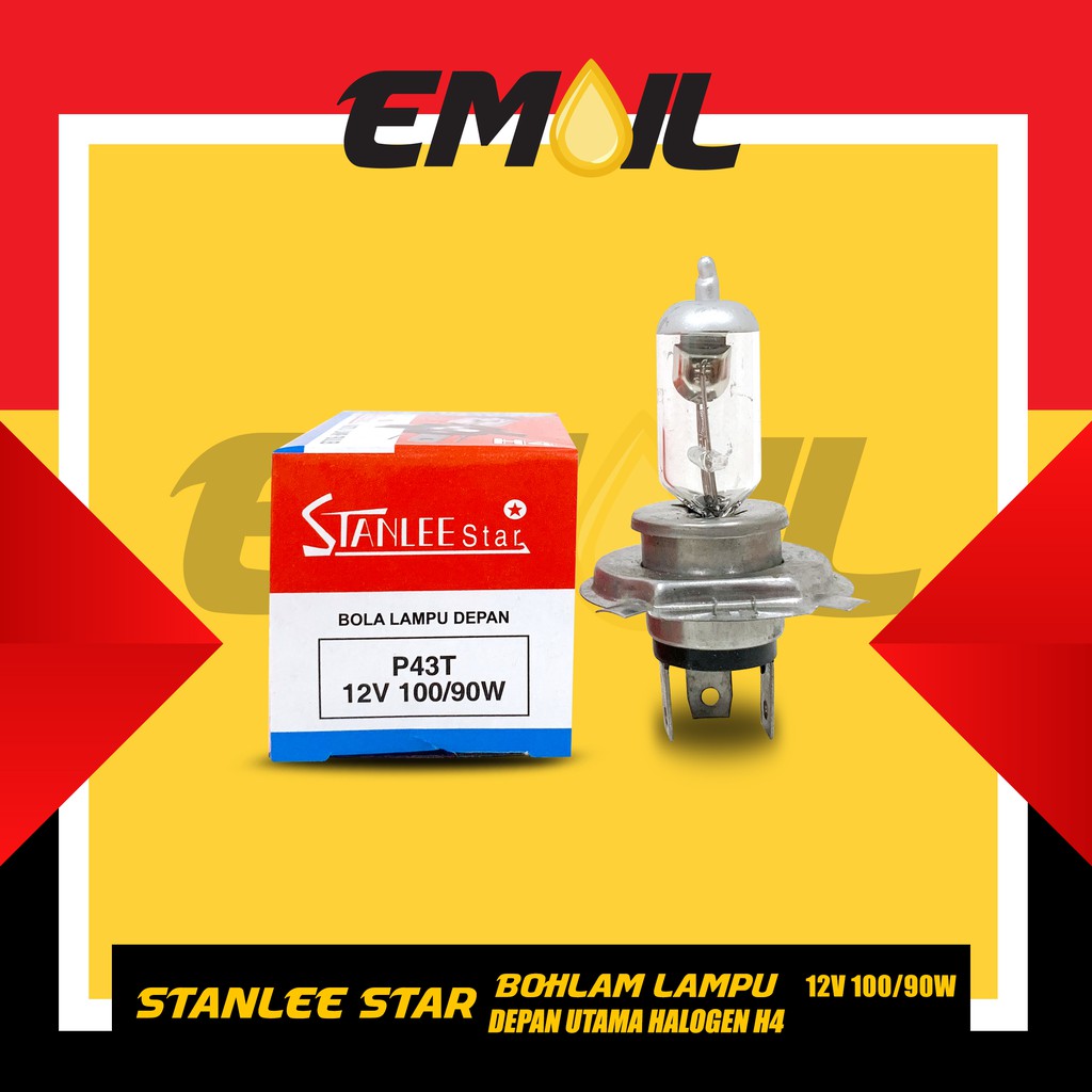 Bohlam lampu depan utama halogen H4 12v 100/90w merk stanlee star