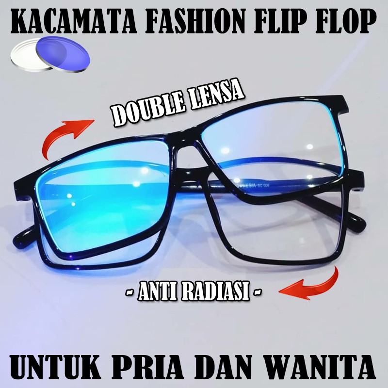 Kacamata Fashion Antiradiasi Pria Wanita Frame Kotak Transparan Glasses Square Frame Kaca mata Baca