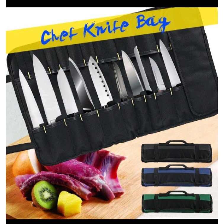TAS PISAU DAPUR - TAS GULUNG PISAU DAPUR ISI 20 SLOT -  TAS SIMPAN PISAU - TAS SET SLEMPANG GULUNG