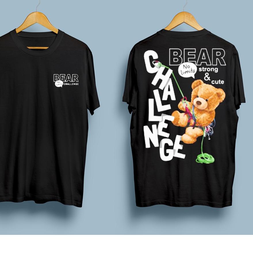 Recomend KAOS DISTRO PRIA CHALLENGE BEAR HITAM HYPE T SHIRT