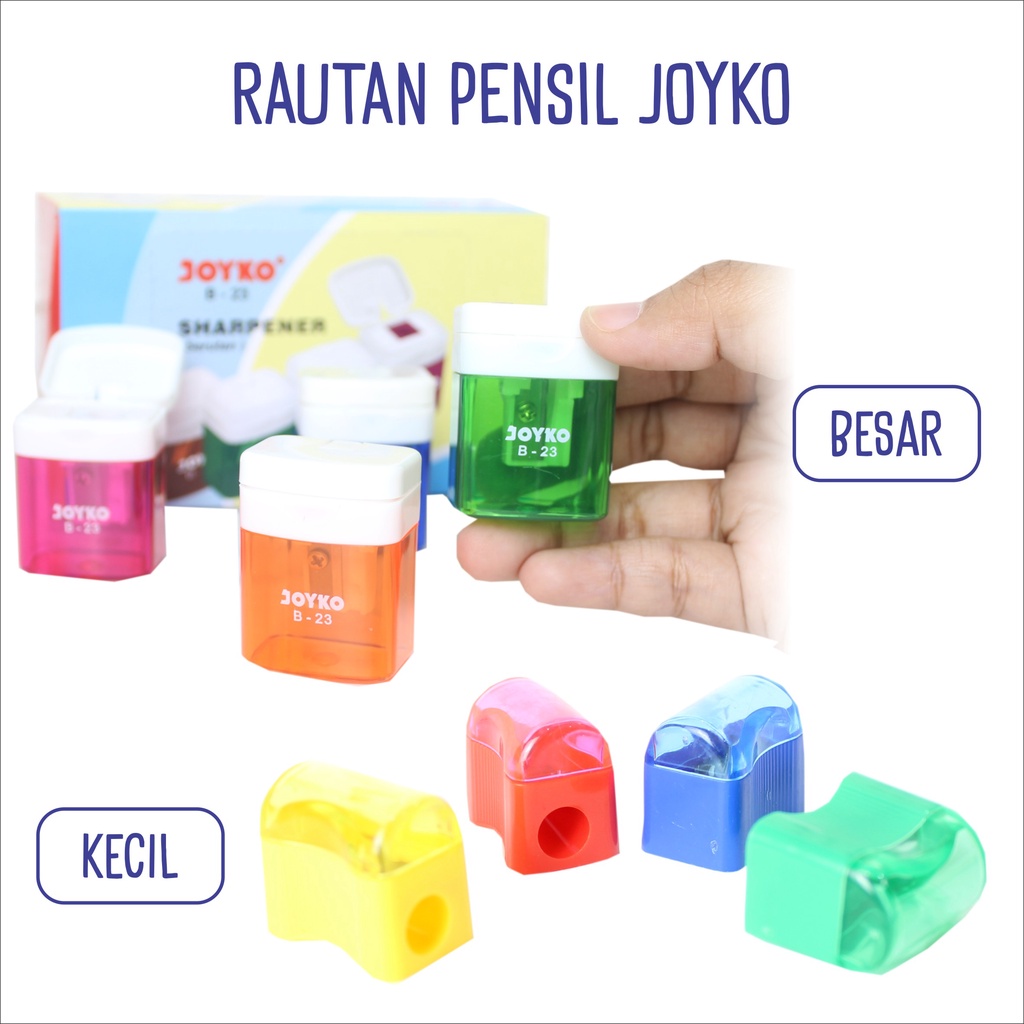 

Rautan Serutan Pensil Joyko Bentuk Kotak Ukuran Besar dan Kecil Full Colour