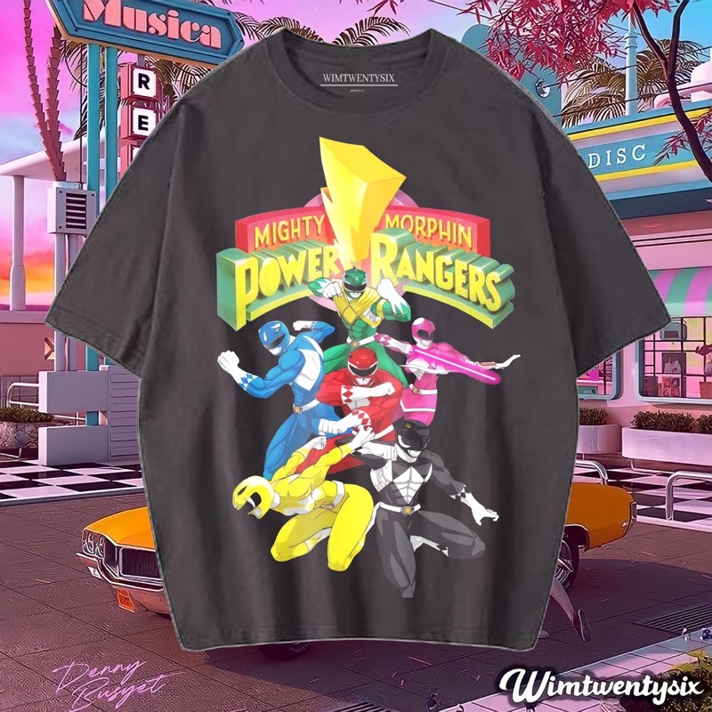 KAOS POWER RANGERS WILD FORCE VINTAGE TEE (OVERSIZE DARK GREY T-SHIRT)