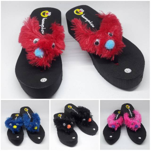 Sandal anak jepit bulu SQ87