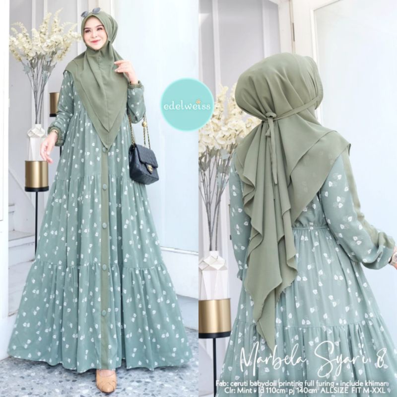 GAMIS MUSLIMAH INCLUDE JILBAB MARBELA SYAR'I #8 ORI BY EDELWEISS