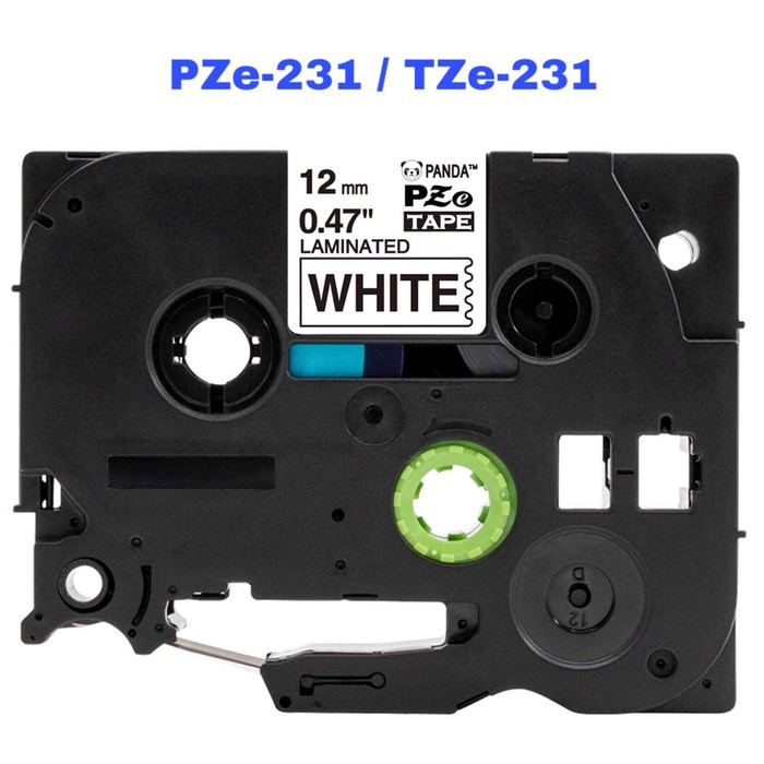 PZe-231 PANDA LABEL TAPE (TZe-231 BROTHER TAPES 12MM BLACK ON WHITE)