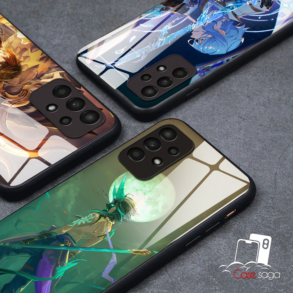 G024 Softcase Glass Case Kaca  Genshin Impact Kilau Samsung A13 A14 A15 A16 A22 A23 A24 A25 A31 A32 