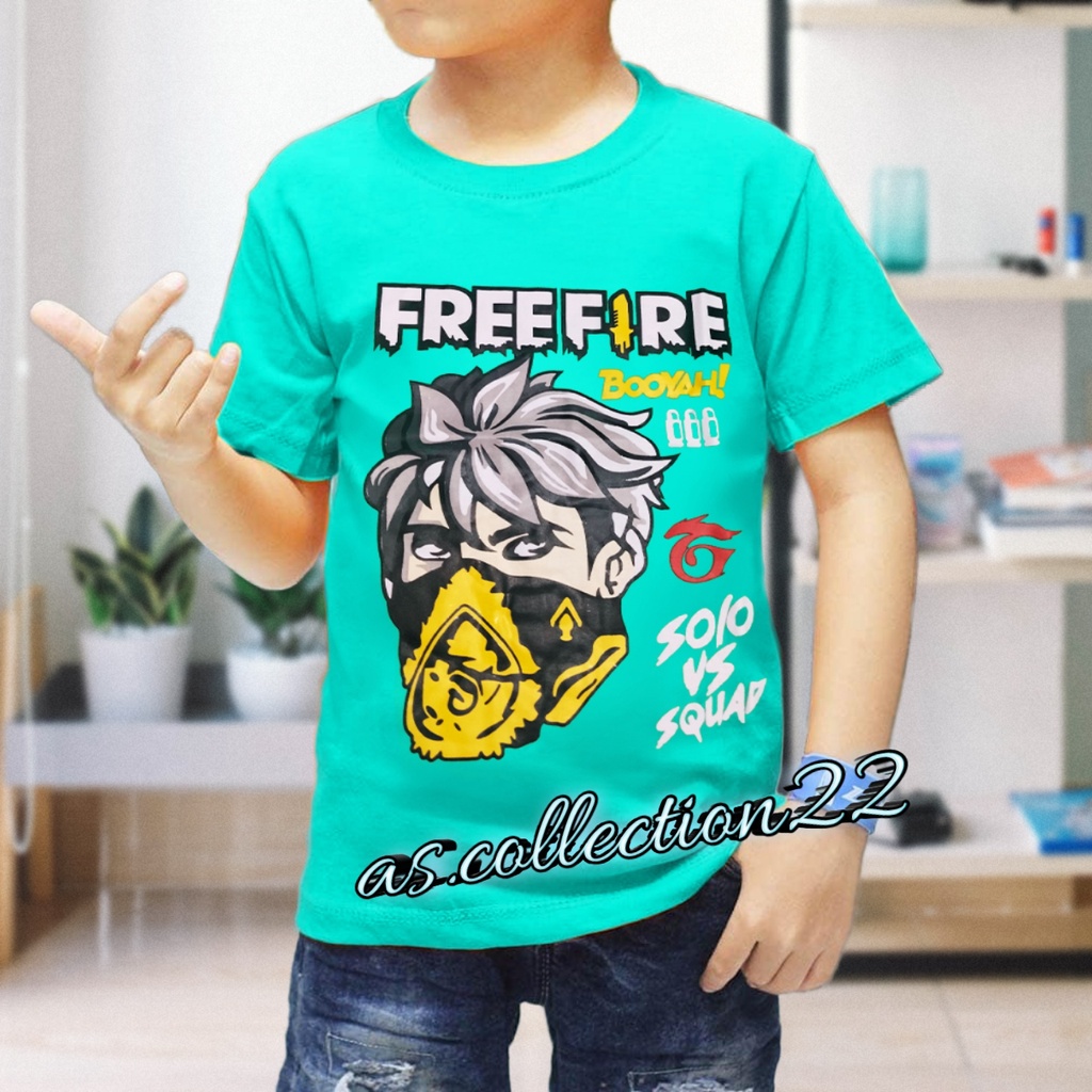 Pakaian kaos anak laki FREE FIRE keren//usia 1-12 tahun