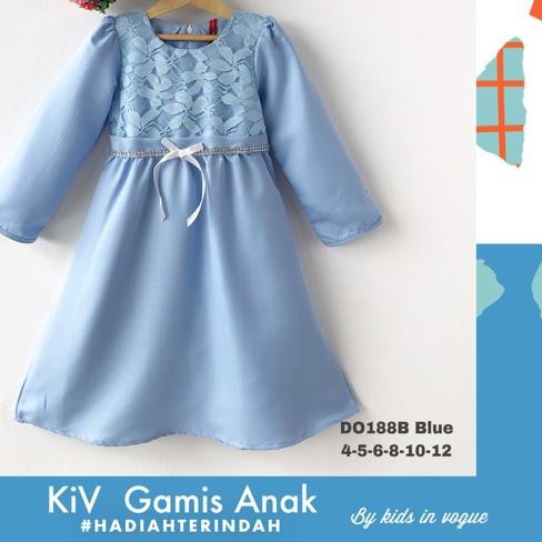 ♜ DO188 B / Gamis anak KiV/ gamis anak brokat navy merah biru langit hijau / FREE HIJAB ☏