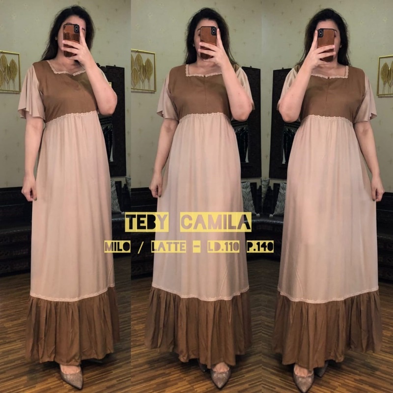 Daster Arab Teby CAMILA Long Dress Rayon Two tone Best Seller