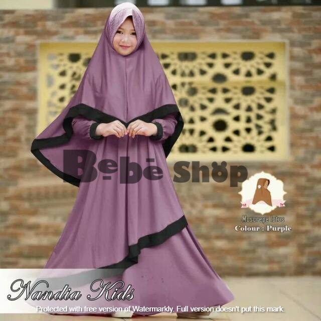 Gamis Anak syari usia 6 sampai 12 tahun bahan moscrap premium pakai hijab