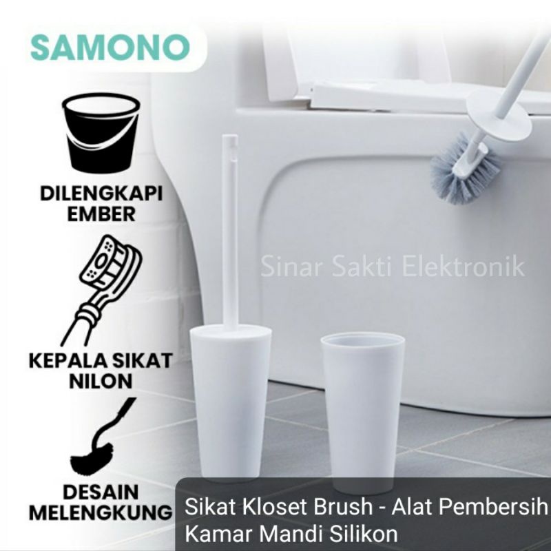 Sikat WC Brush Toilet Alat Pembersih Kamar Mandi Kloset Silikon Dengan Wadah