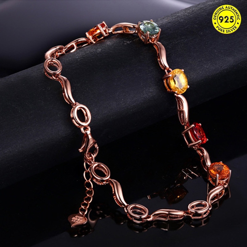 Wave Pattern Five-Color Gem Bracelet Fashion Micro Inlay Color Crystal Bracelet Five-Color Crystal Bracelet