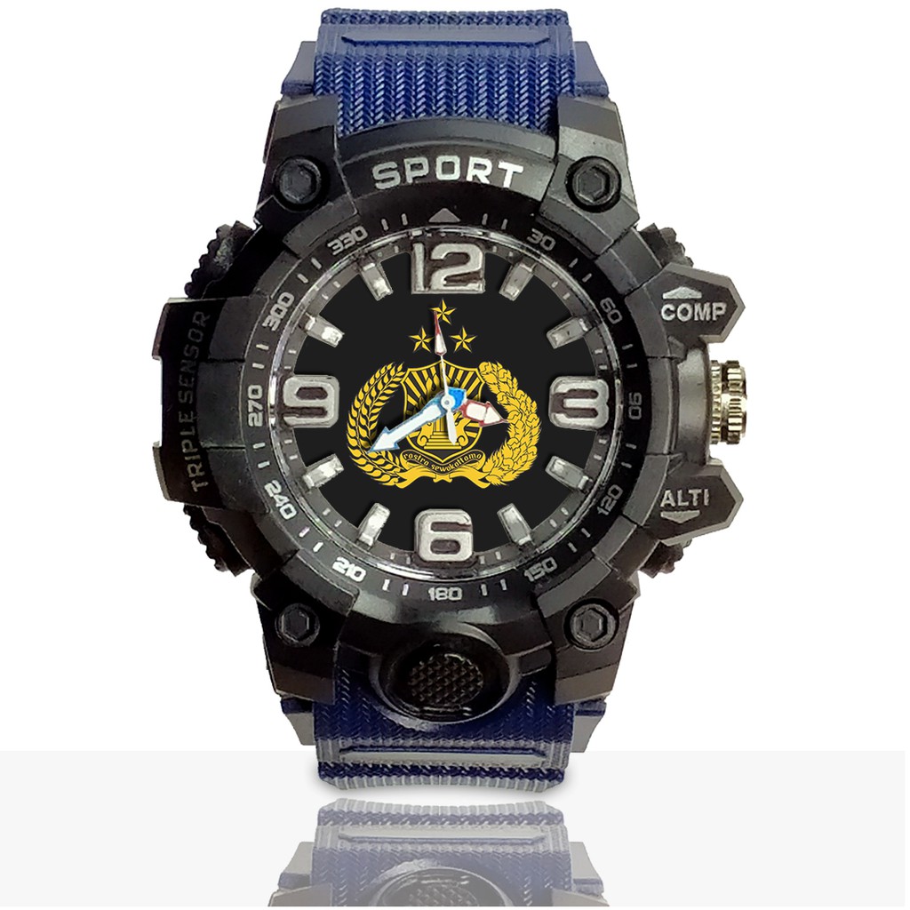 Jam Tangan Custom LOGO POLRI Ruber- Water Resistant
