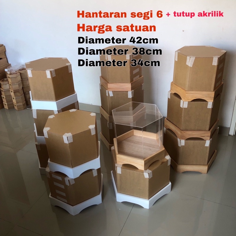 Hantaran Seserahan Pernikahan Segi6 Plus Tutup Akrilik Harga Satuan