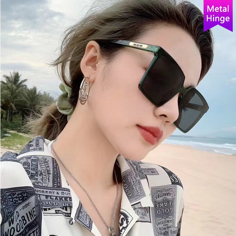 Fashion big box square Korean style personalized sunglasses with metal hinge