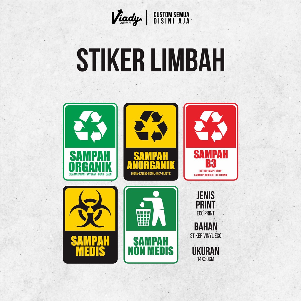 Jual Stiker Limbah Stiker Sampah 14x20 Cm Stiker Buang Sampah