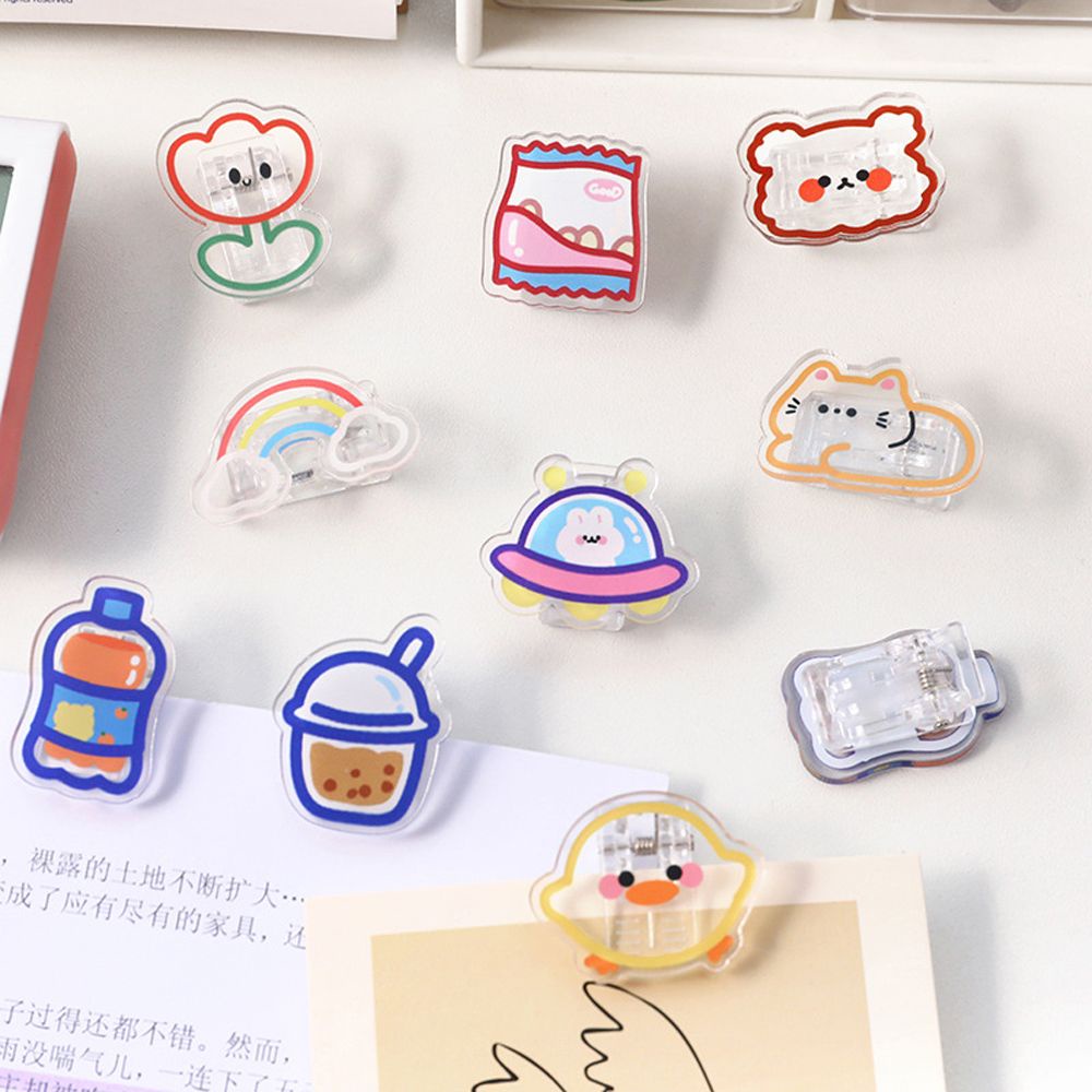 QUINTON Creativity Paper Clip Desktop Organizer Snacks Sealing Clip Transparent Clip Binding School Stationery Page Holder Office Supplies Cartoon Small Clips Binder Clips