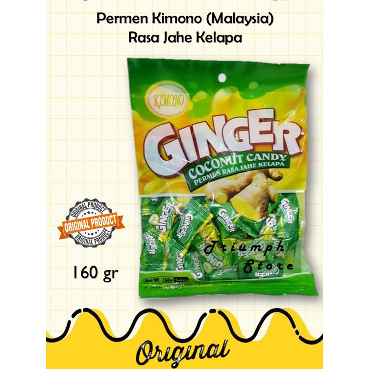 

Permen Ginger Coconut Candy Kimono 160 gr - Rasa Kelapa Jahe