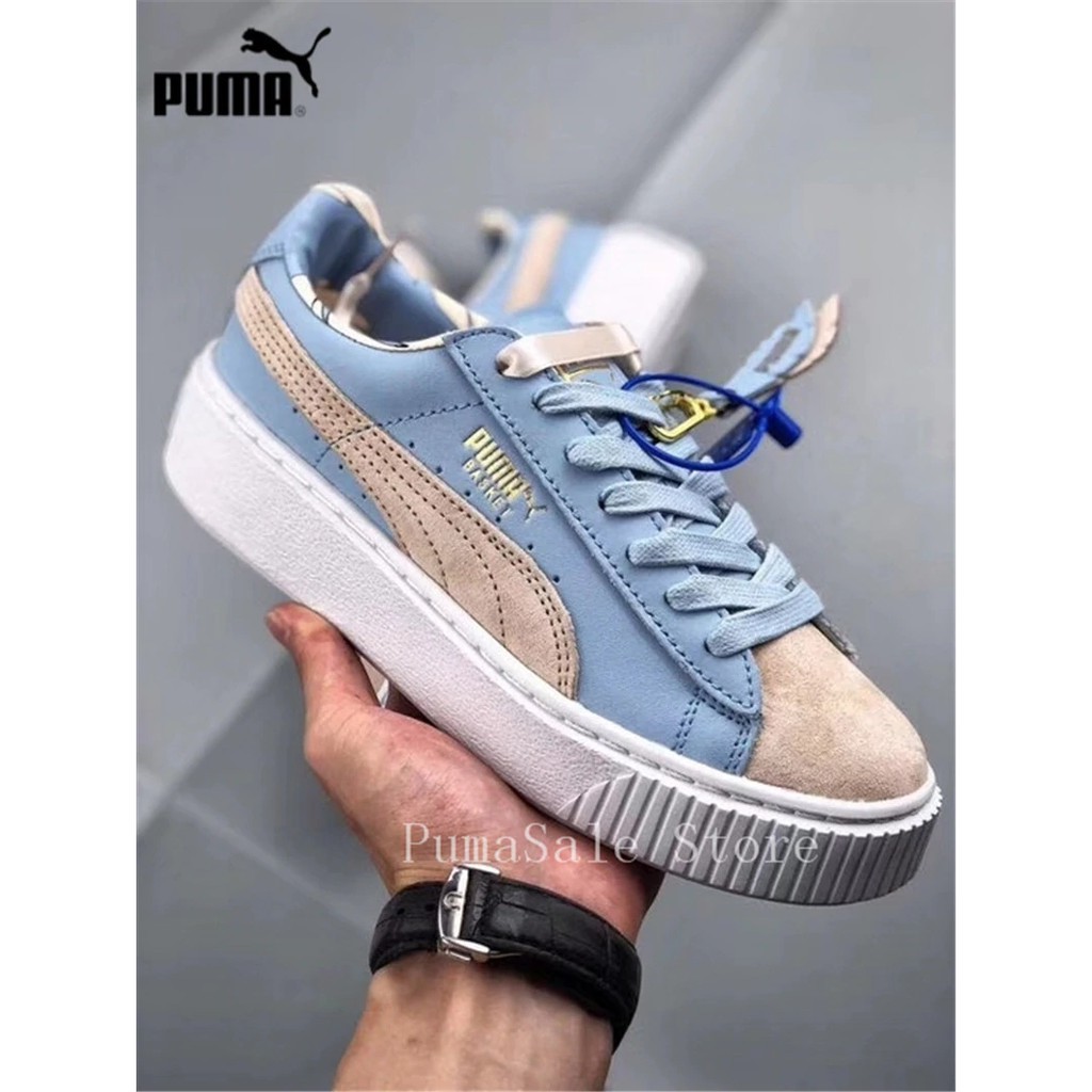 Sepatu Sneakers Desain Puma Basket Warna  Hitam  Biru  