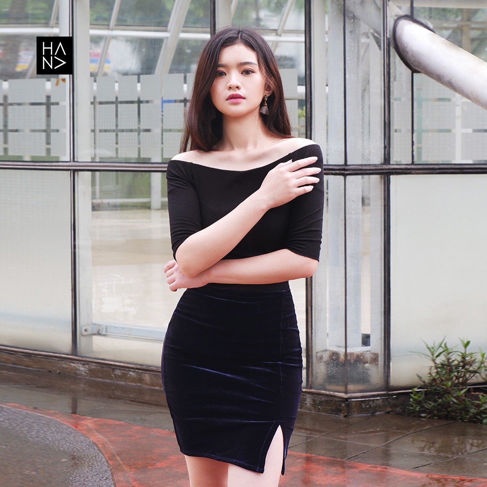 HanaFashion JKT - Hyuna Mini Velvet Skirt Rok Wanita - SK071-6