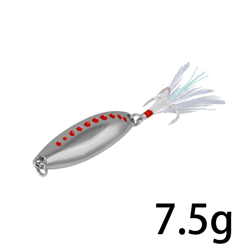 1pc Umpan Pancing Spoon Spinner Bahan Metal 7.5g 10g 15g 20g Dengan Bulu Fishing Lure