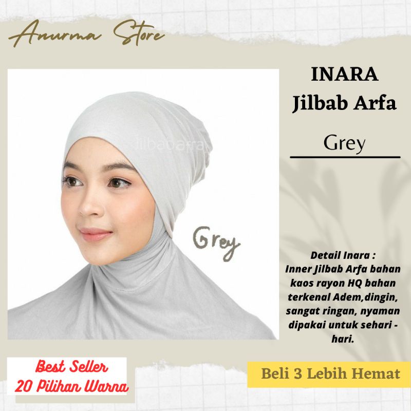 Ciput Inner Jilbab Afra - Inara Grey - Bahan Kaos Rayon HQ