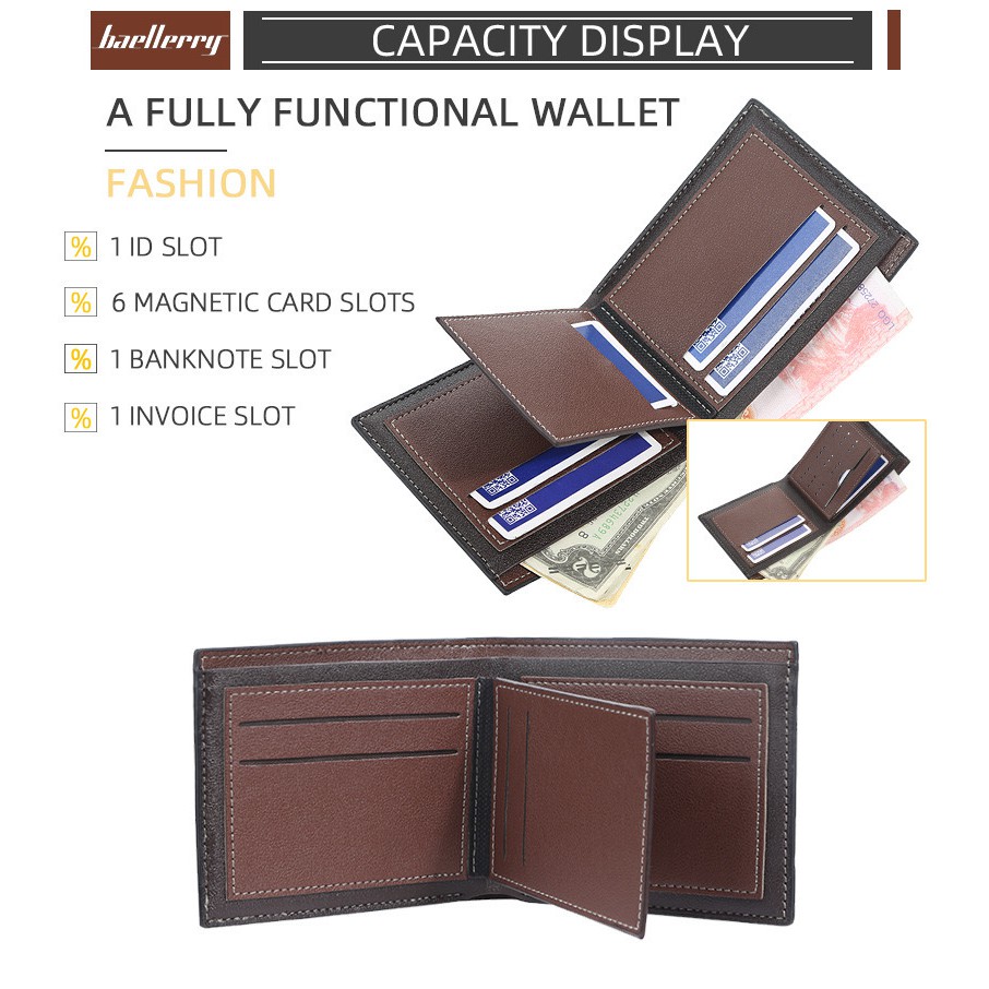 BAELLERRY DR052 Dompet Pria Bahan Kulit PU Leather Premium WATCHKITE WKOS