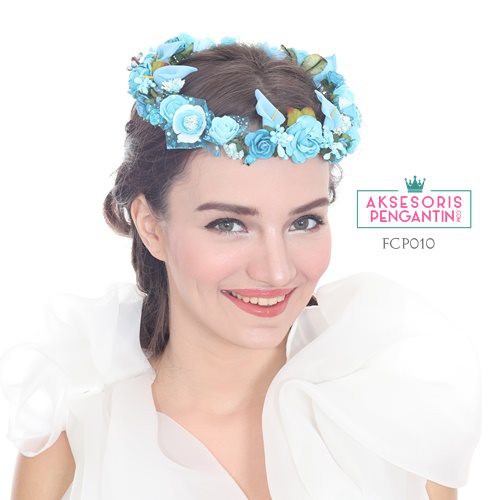 [READY STOK] MAHKOTA BUNGA FLOWER CROWN AKSESORIS RAMBUT WANITA BIRU FCP010