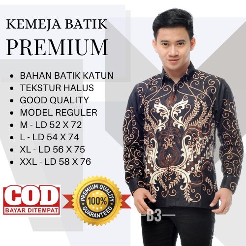 Atasan Kemeja Batik Pria Dewasa Lengan Panjang Bahan Katun ARTAMULYA Regular Fit Baju Kondangan Kerja Pria Termurah