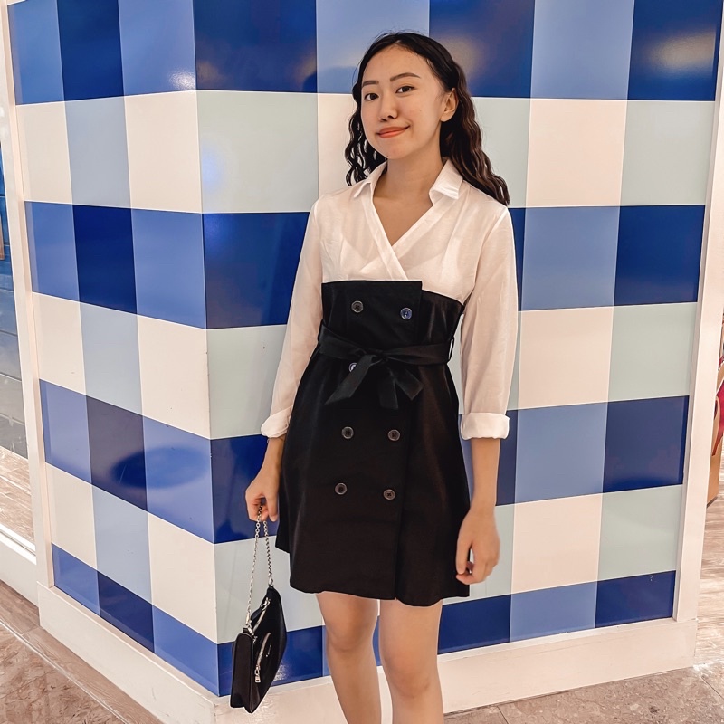 Jual DRESS FORMAL/BAJU KANTOR/DRESS KANTOR/KOREA OVERALL/KEMEJA PUTIH