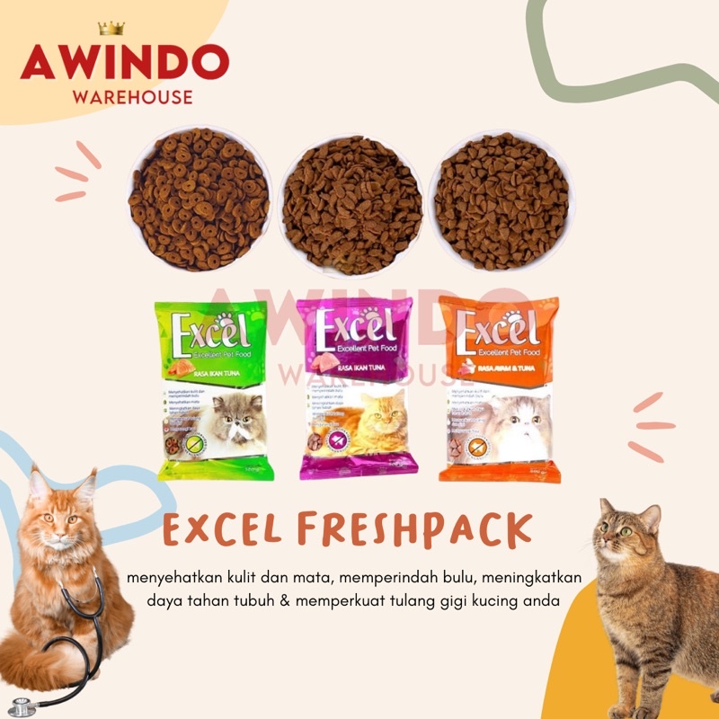 EXCEL FRESHPACK 500GR - Makanan Pakan Kucing Kering Dewasa Adult 500 gr