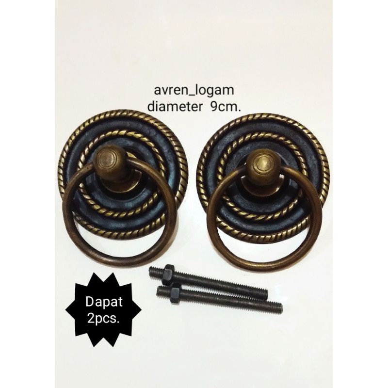 Handle pintu rumah antik diameter 9cm.