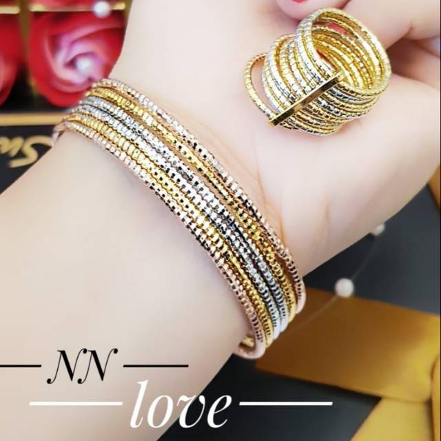 xuping perhiasan gelang cincin lapis emas 24k 2818