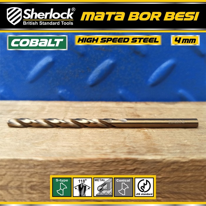 Mata Bor Besi 4 mm / Sherlock JIS Standard High Speed Steel Cobalt (1 Pcs)